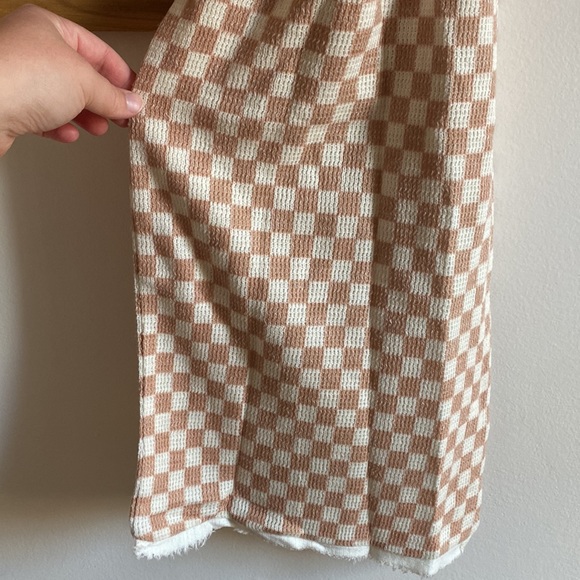 NWOT - Mercedes Morin Checkerboard Scarf (Beige) - Picture 2 of 3